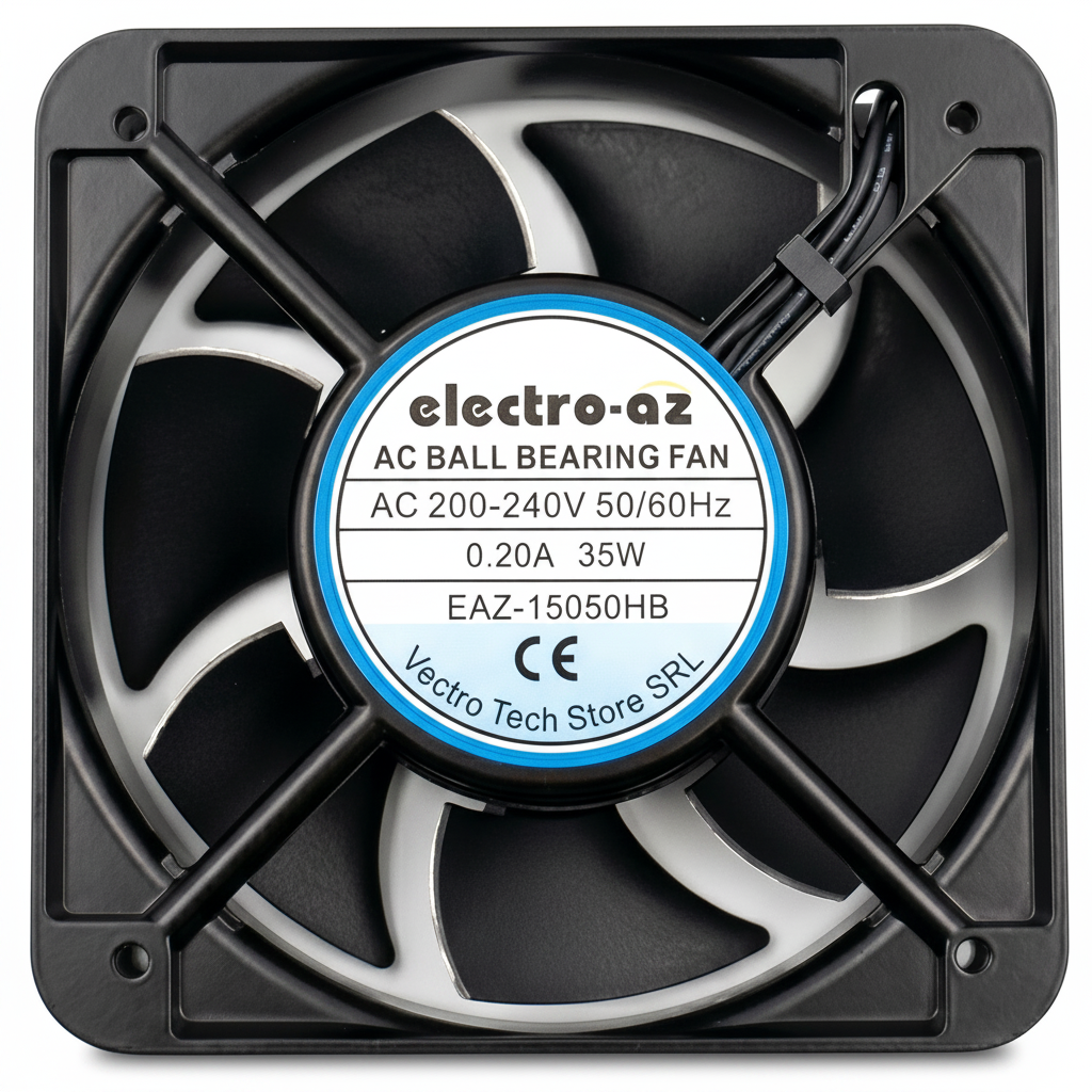 Metallic Fan with Bearings, 150x150x50 mm, AC 220V, 35W
