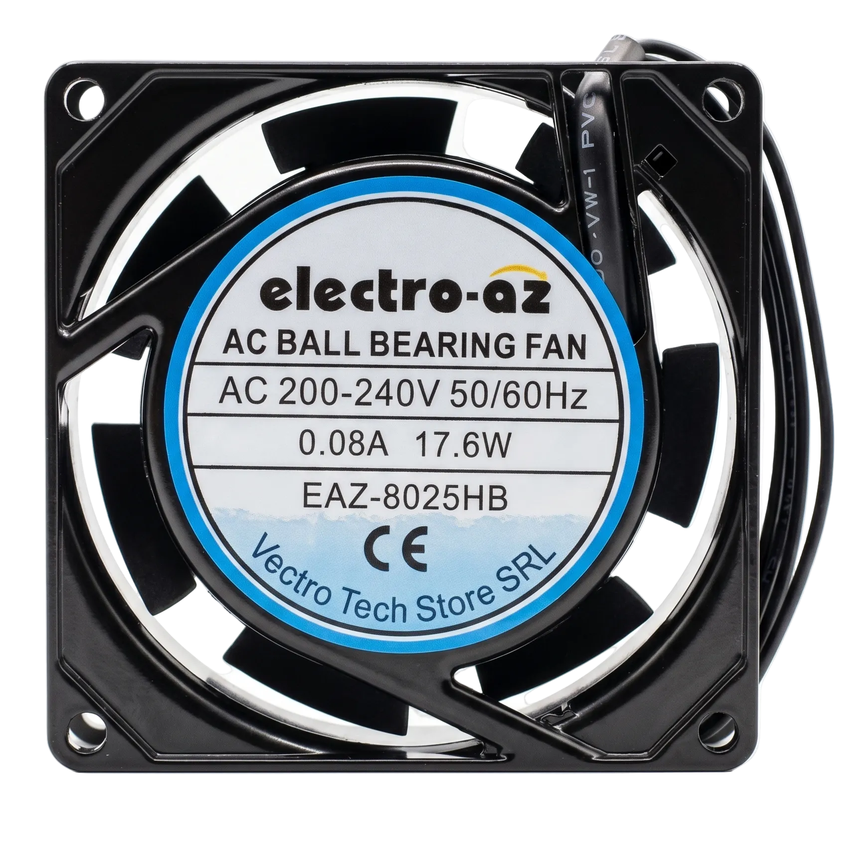 Metal Fan with Bearings, 80x80x25 mm, AC 220V, 17.6W