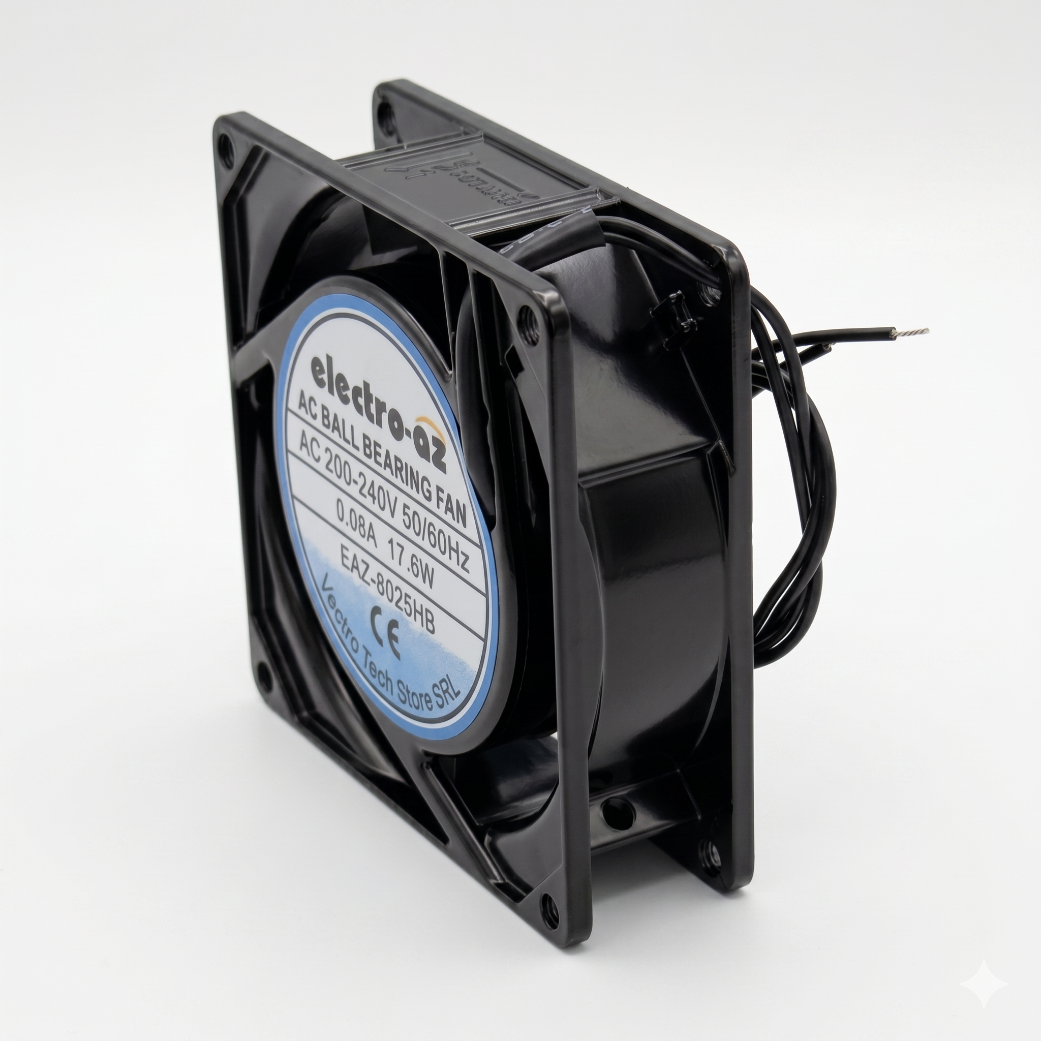 Metal Fan with Bearings, 80x80x25 mm, AC 220V, 17.6W