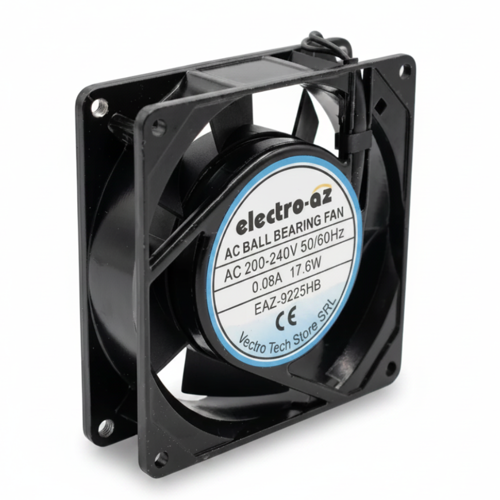Metal Fan with Bearings, 92x92x25 mm, AC 220V, 17.6W