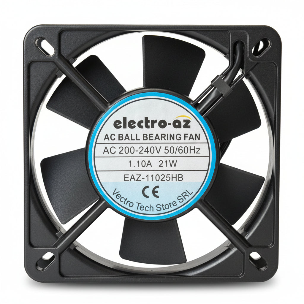 Metal Fan with Bearings, 110x110x25 mm, AC 220V, 21W