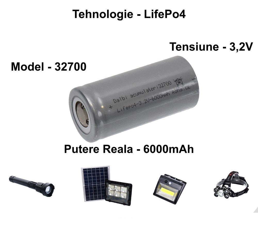 LiFePO4 battery, Type 32700, 3.2V, 6000mAh