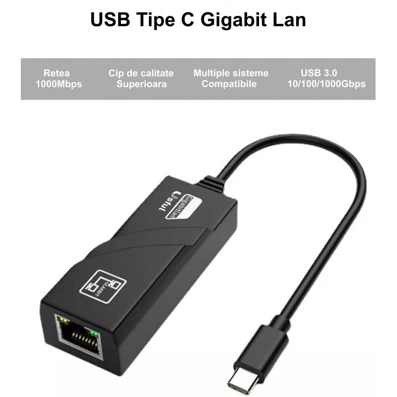 LAN Ethernet / Gigabit UTP to USB Type C Adapter