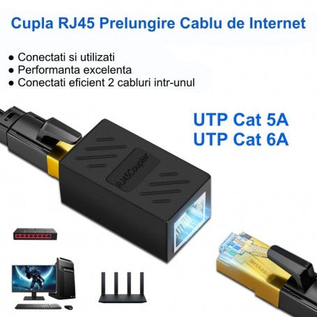 RJ45 UTP female-to-female adapter Black CAT5/6 - Ethernet network coupler