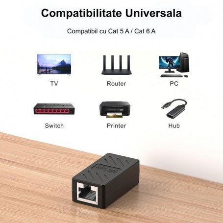 RJ45 UTP female-to-female adapter Black CAT5/6 - Ethernet network coupler