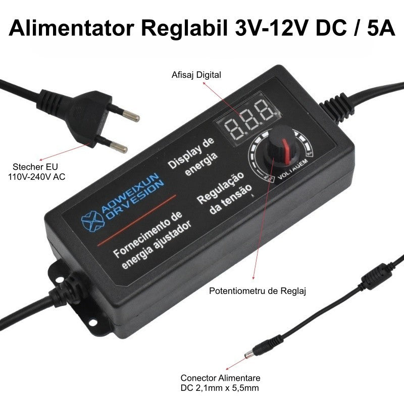 Adjustable Power Supply 3V-12V DC / 5A
