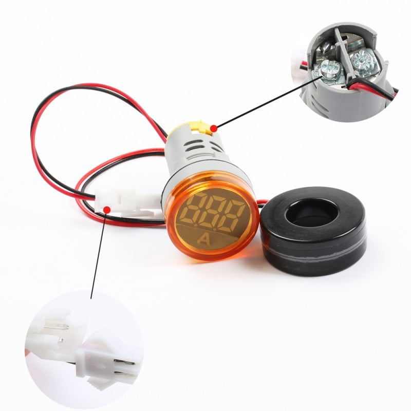 Panel Ammeter, Digital, LED, 220V, Diameter 22mm