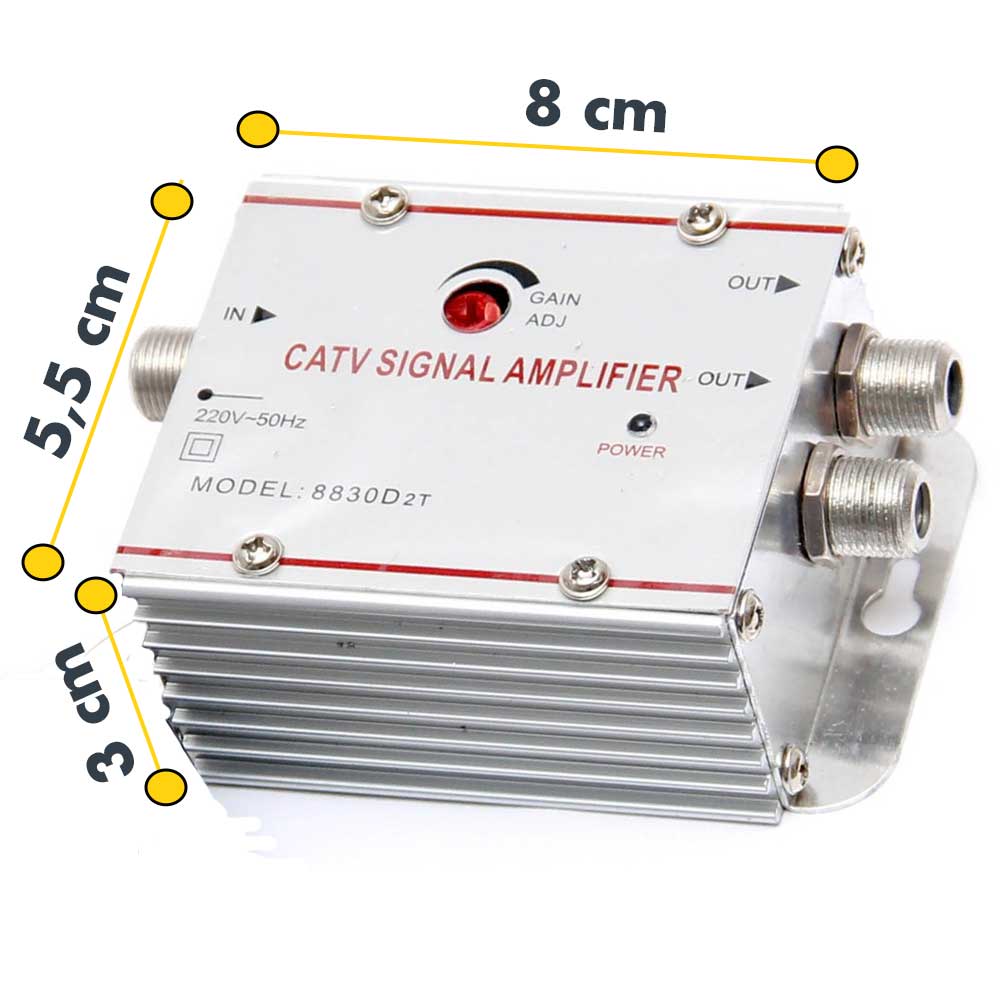 TV signal amplifier with 2 outputs 20 dB