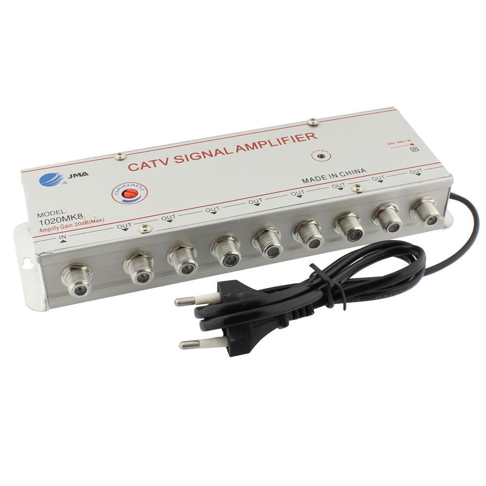 TV signal amplifier, 8-way splitter