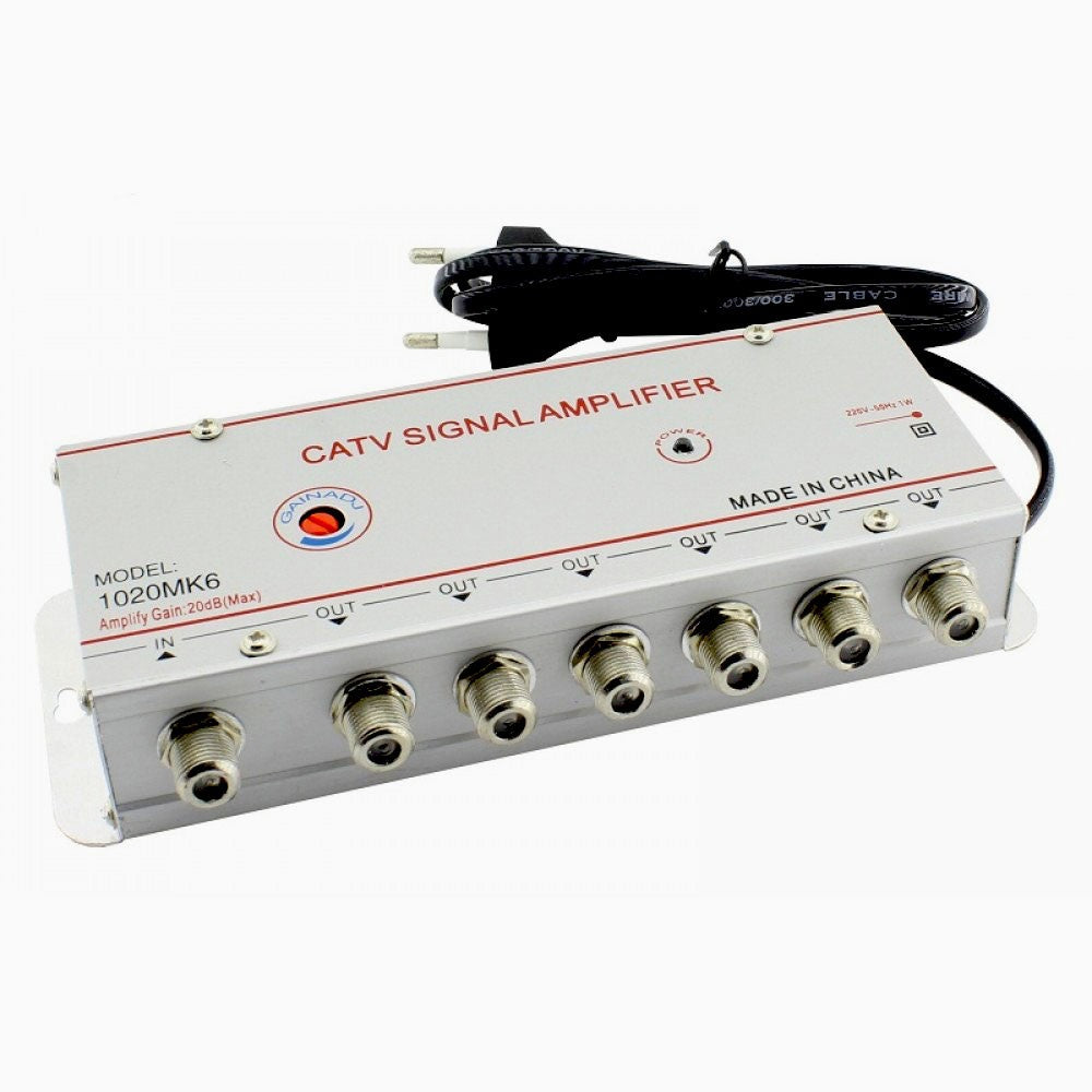 Cable TV amplifier, 6-output splitter