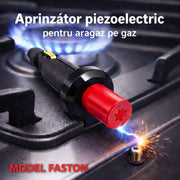 Aprinzator piezoelectric aragaz model faston, buton rosu, scantei de aprindere vizibile, fara baterii