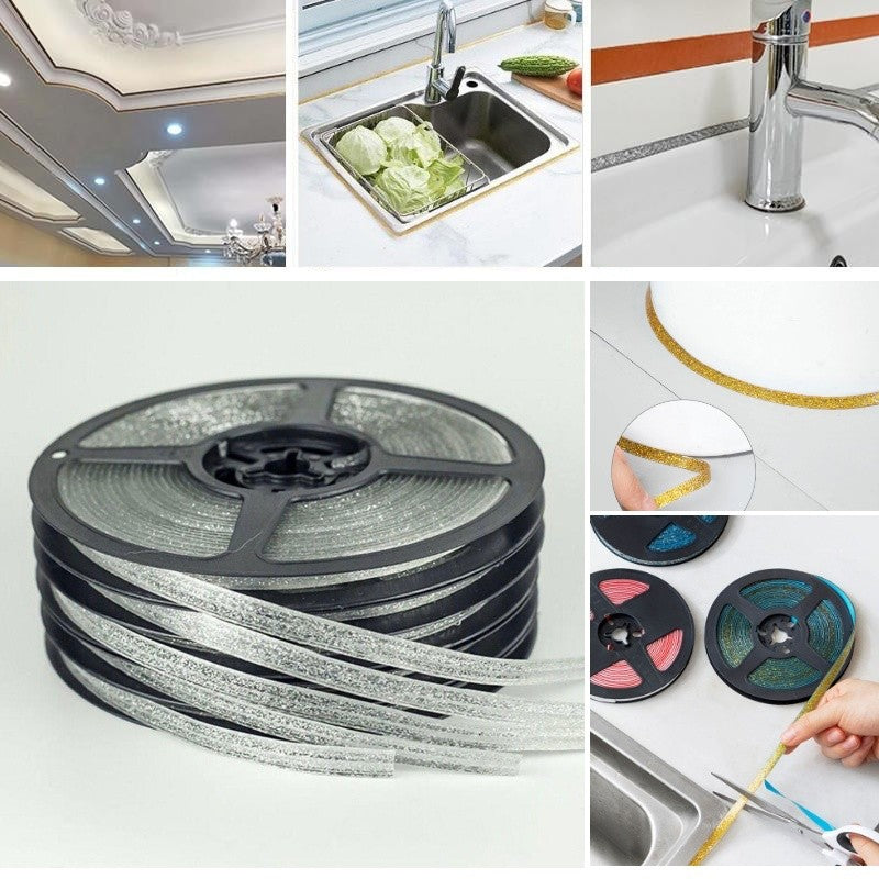 Sanitary Sealing Strip, Silicone, 8 mm Width, 6m Length, Silver