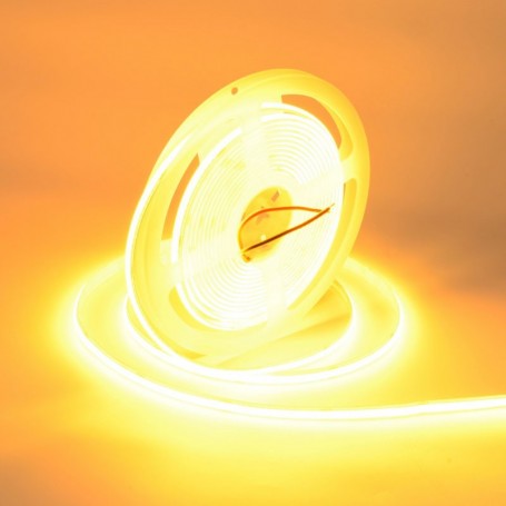 24V Cob LED Strip - 8mm / 320led/m - 11W/m, Yellow - Indoor IP20 - 5m/reel
