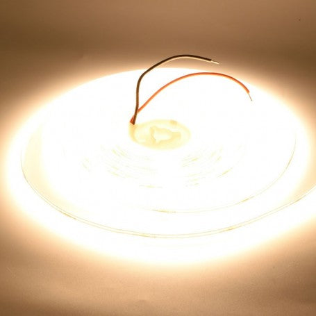 24V COB LED Strip - 8MM / 320 LEDs/m - 11W/m, Warm White Light 3500K - 1200lm - Indoor IP20 - 5m/roll