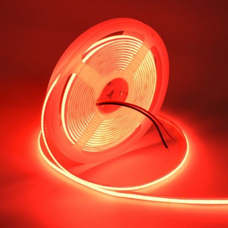 24V COB LED Strip - 8MM / 320 LEDs/m - 11W/m, Red - Indoor IP20 - 5m/roll