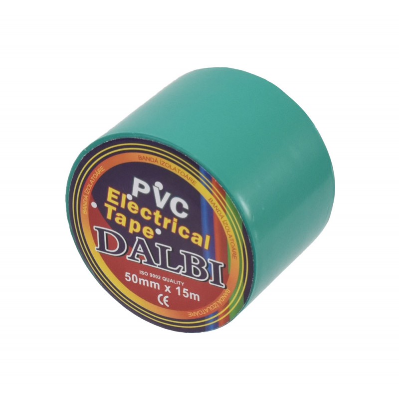 Set of 5 Insulating Tapes, Wide, 50mm, PVC, Length 15m, Green