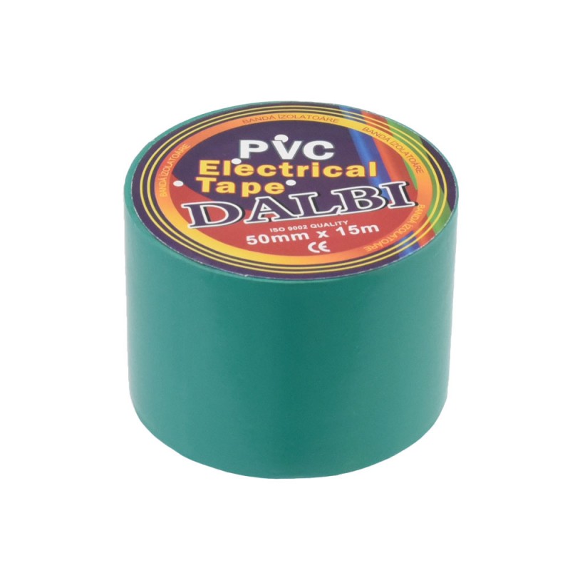 Set of 5 Insulating Tapes, Wide, 50mm, PVC, Length 15m, Green