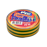Set of 10x Flame Retardant Electrical Tape, PVC, 19mm Width, 10m Length per Roll, Yellow/Green