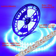 2835 LED Strip with Lens - 24V - 480 LEDs - 220W, IP20 Blue Light, Roll/10m