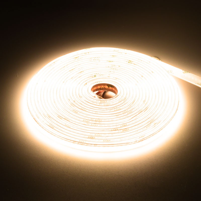COB LED Strip 560D/m - 2-in-1 White Light 2700K-6500K - 24V/2-Wire - 8mm - 10W/m - RA 90, IP20 Protection - Roll/5m