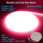 Intense Pink Neon Flex COB LED Strip - 288led/m - IP65 / 220V - 10W/ml / 5ml Roll