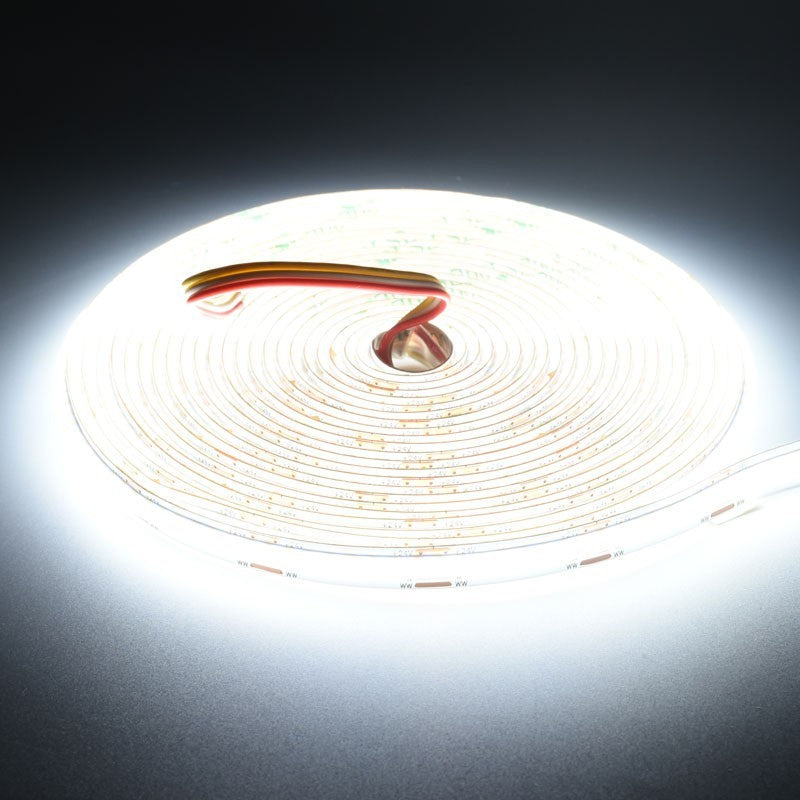 Digital COB LED Strip 576D/m - 3-in-1 White Light 2700K-4500K-6500K - 24V/3 Wire - 8mm - 10W/m - RA 90, IP20 Protection - Roll/5m