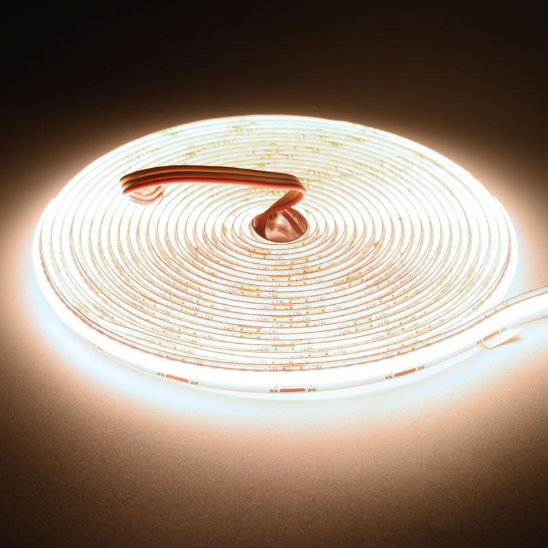 Digital COB LED Strip 576D/m - 3-in-1 White Light 2700K-4500K-6500K - 24V/3 Wire - 8mm - 10W/m - RA 90, IP20 Protection - Roll/5m