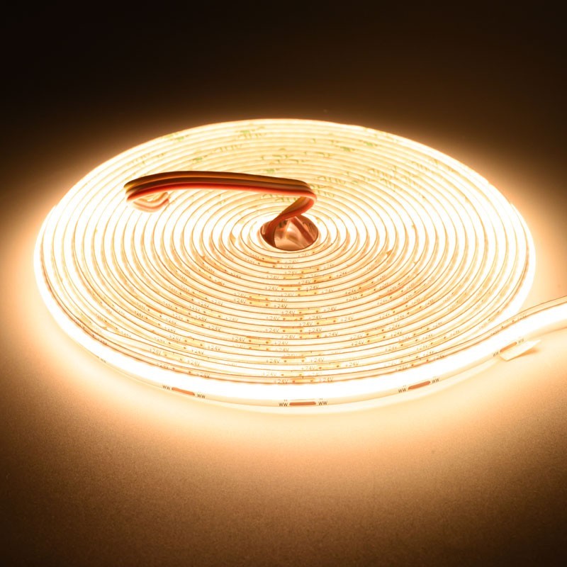 Digital COB LED Strip 576D/m - 3-in-1 White Light 2700K-4500K-6500K - 24V/3 Wire - 8mm - 10W/m - RA 90, IP20 Protection - Roll/5m