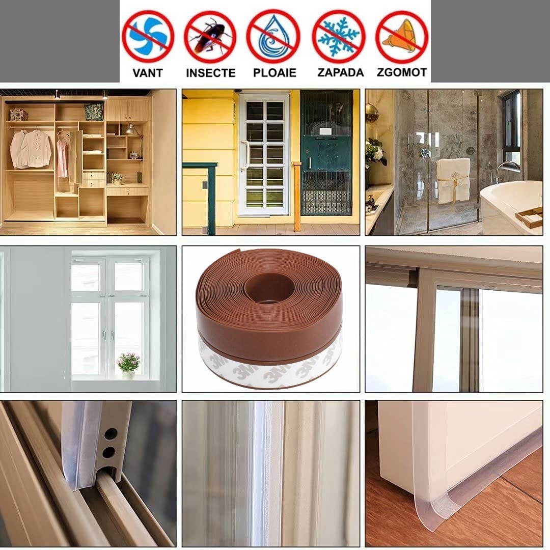 Sealing Strip for Door/Window, Silicone, 35 mm Width, 0.5 mm Thickness, 5m, Brown