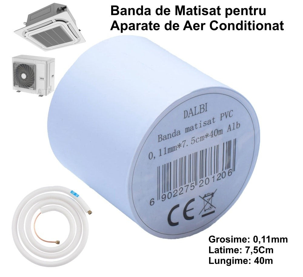 PVC Matting Tape, Air Conditioner/7.5cm x 40m WHITE