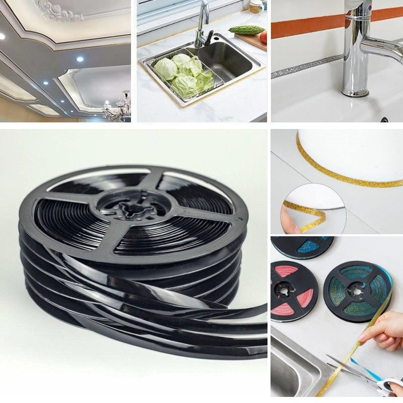 Sanitary Sealing Strip, Silicone, Width 8 mm, Length 6m, Black