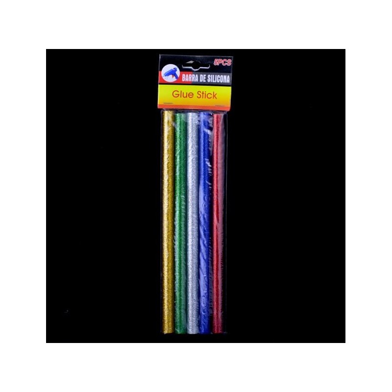 Set of 5 Silicone Glue Sticks, 5 Colors, 11mm Diameter, 20cm Length