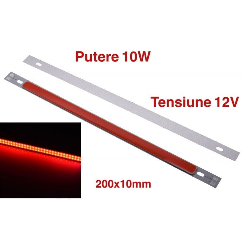 Red COB LED Bar, 88 LED Segments, 10W, 200x10mm