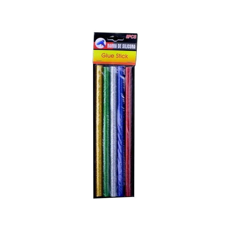 Set of 5 Silicone Glue Sticks, 5 Colors, 11mm Diameter, 20cm Length