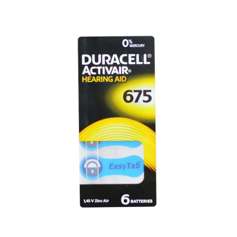 Duracell PR675 Hearing Aid Batteries 6 pcs