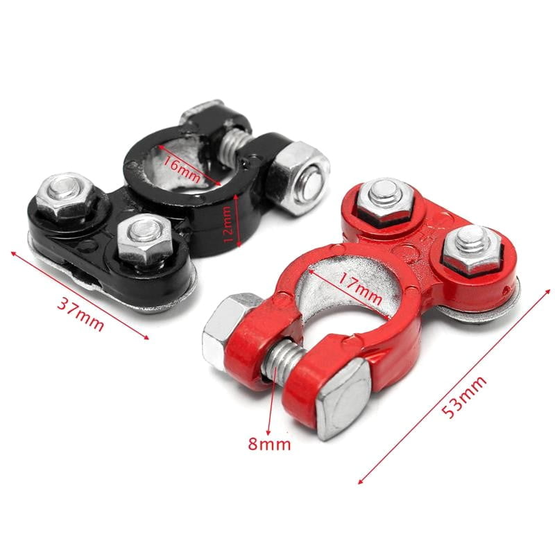 Car Battery Terminals, 2 Pcs Red/Black, Hard Anodized Aluminum