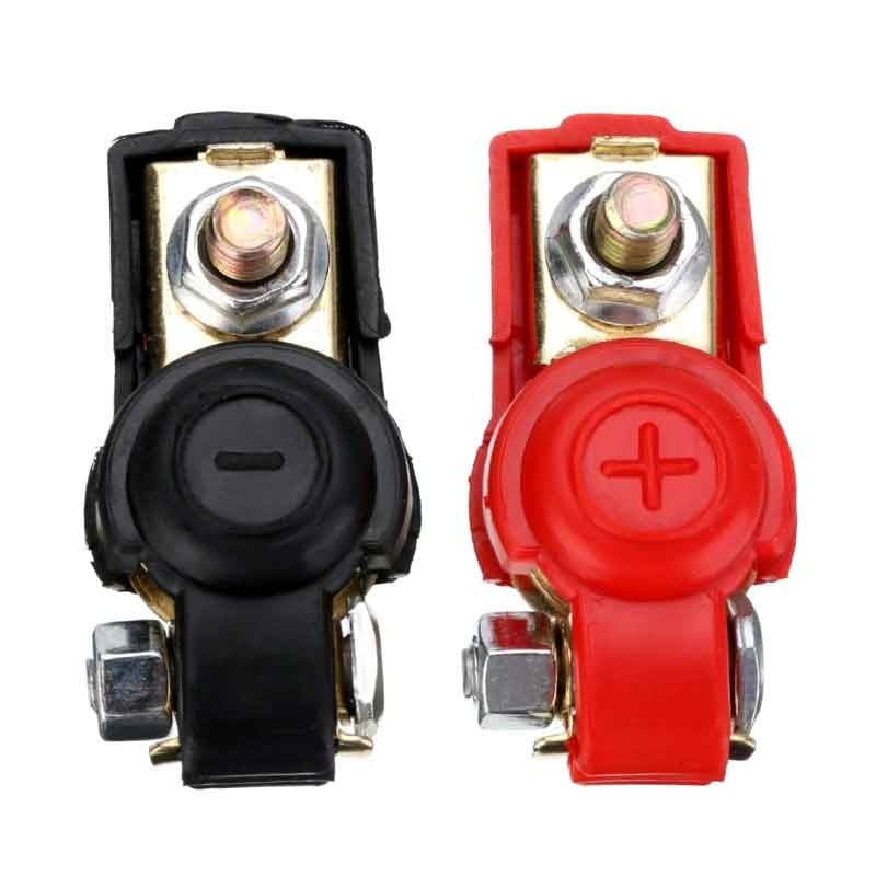 Car Battery Terminals, Red/Black with Rubber