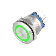 22mm Push Button with Return, 12-24V, Green LED, Plug included, ElectroAZ