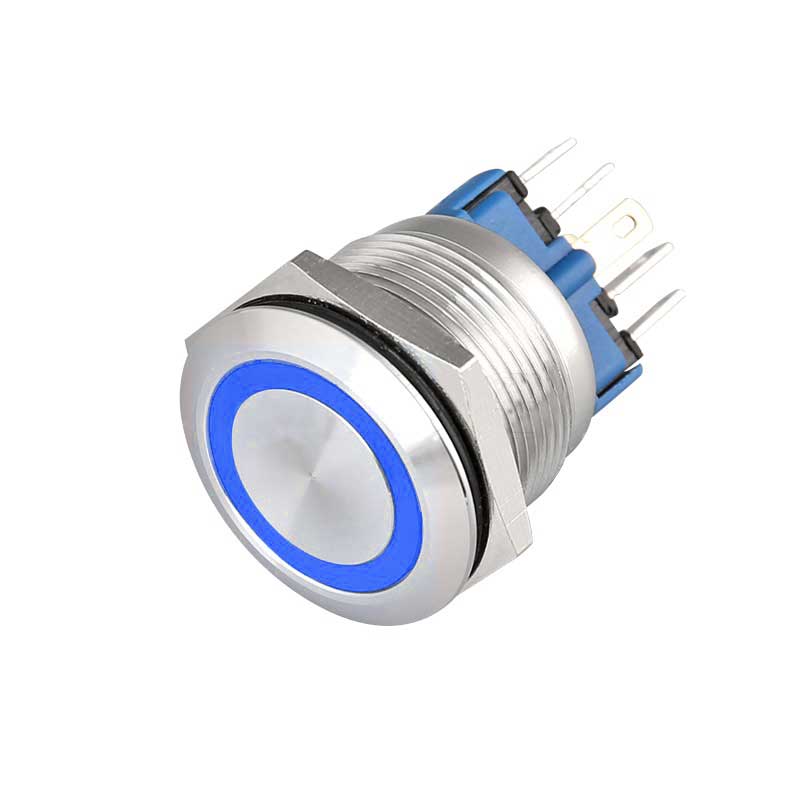 Push Button 22mm with Return, 12-24V, Blue Led, Plug included, ElectroAZ