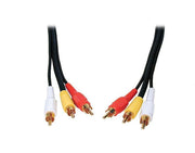 3RCA Male to 3RCA Male Cable, Gold-Plated Connectors 1.5m