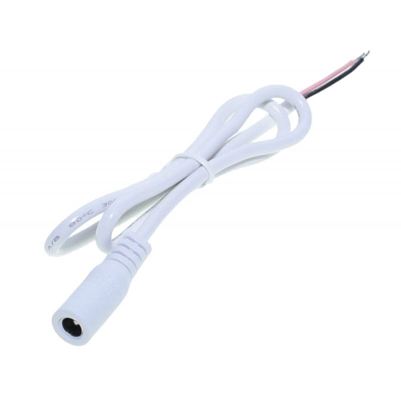 White DC 2.1mm Cable, Male-Female Set