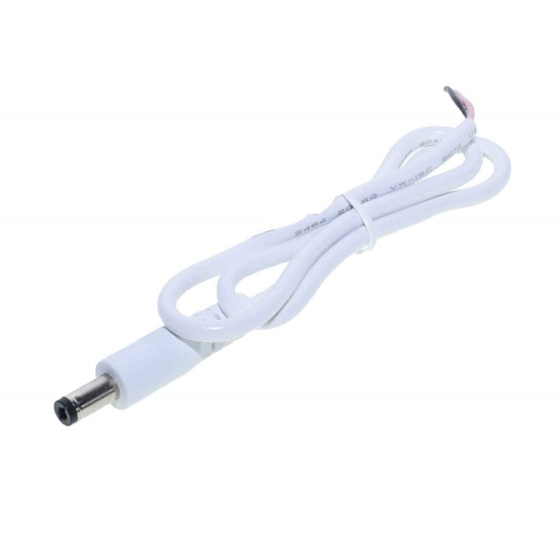 White DC 2.1mm Cable, Male-Female Set