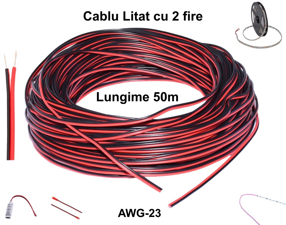 RGB LED Power Cable 2-Wire, 50m/Roll