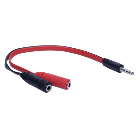 Audio Cable Jack 3.5mm Male - 2 Jack 3.5mm Female, 20cm