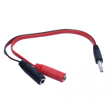 Audio Cable Jack 3.5mm Male - 2 Jack 3.5mm Female, 20cm