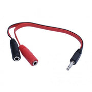 Audio Cable Jack 3.5mm Male - 2 Jack 3.5mm Female, 20cm