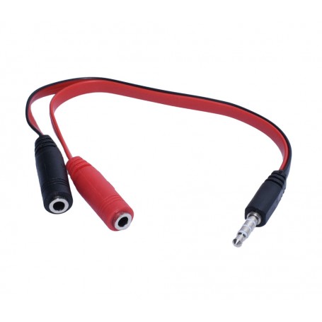 Audio Cable Jack 3.5mm Male - 2 Jack 3.5mm Female, 20cm