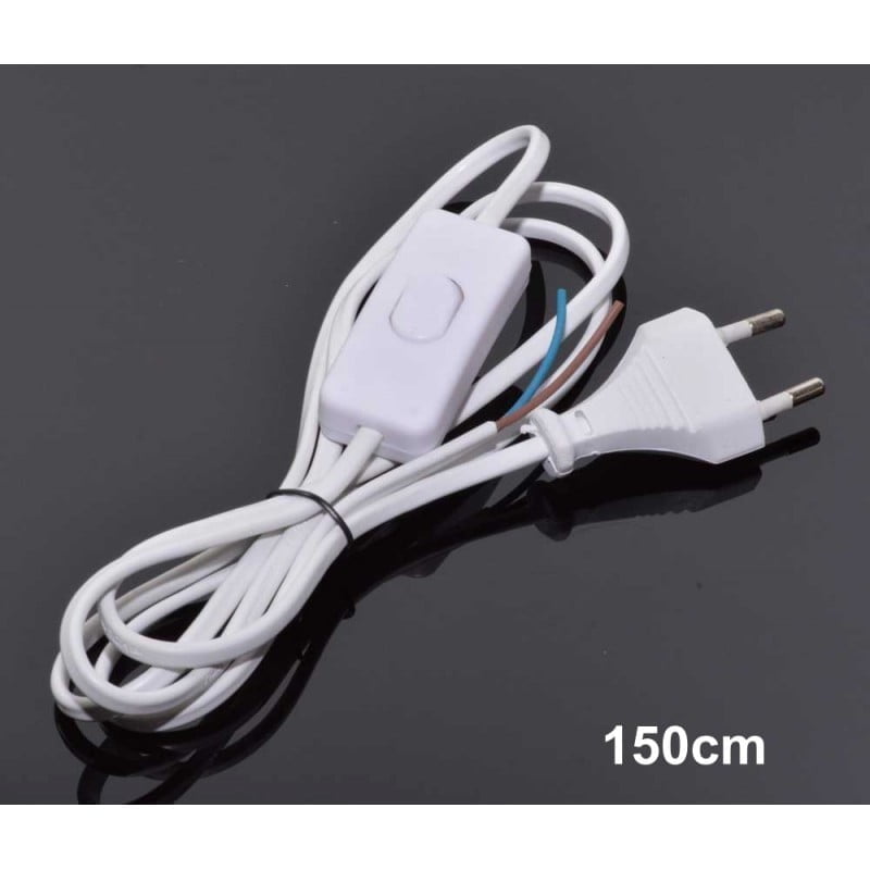 Cable with Plug and Switch White 1.5M