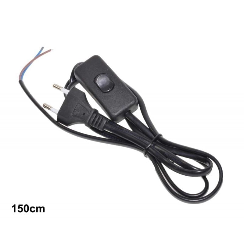 Cable with Plug and Switch Black 1.5M