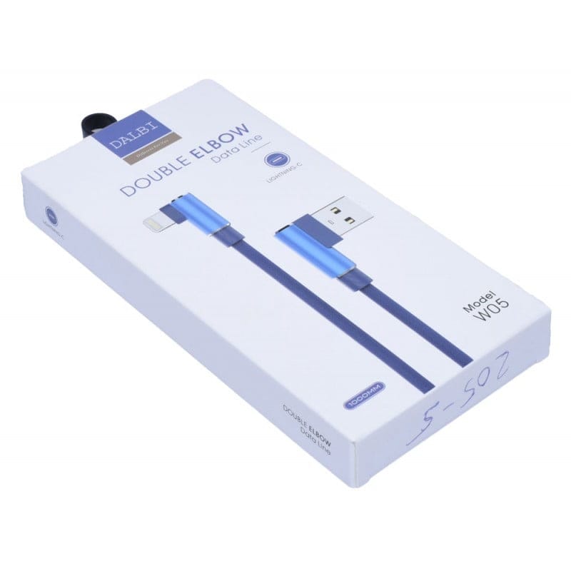 USB Data Cable - iPhone Lighting with 90-Degree Elbow, Blue, 1m